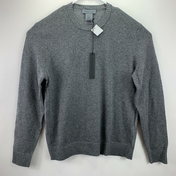 Dylan Gray Mens Plaited Crewneck Viscose Cashmere Blend Sweater Gray L - Picture 1 of 4